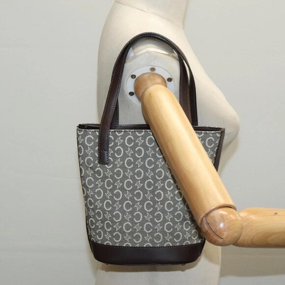 CELINE C Macadam Canvas Hand Bag Brown Gold - Picture 13 of 15